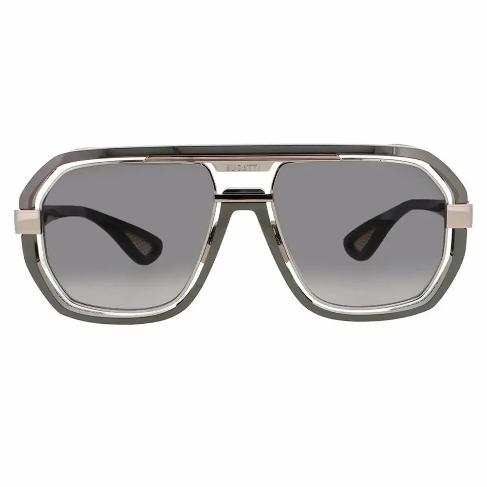 New! BUGATTI 08-GM/WG Stylish Gunmetal White Gold Sunglasses, Authentic